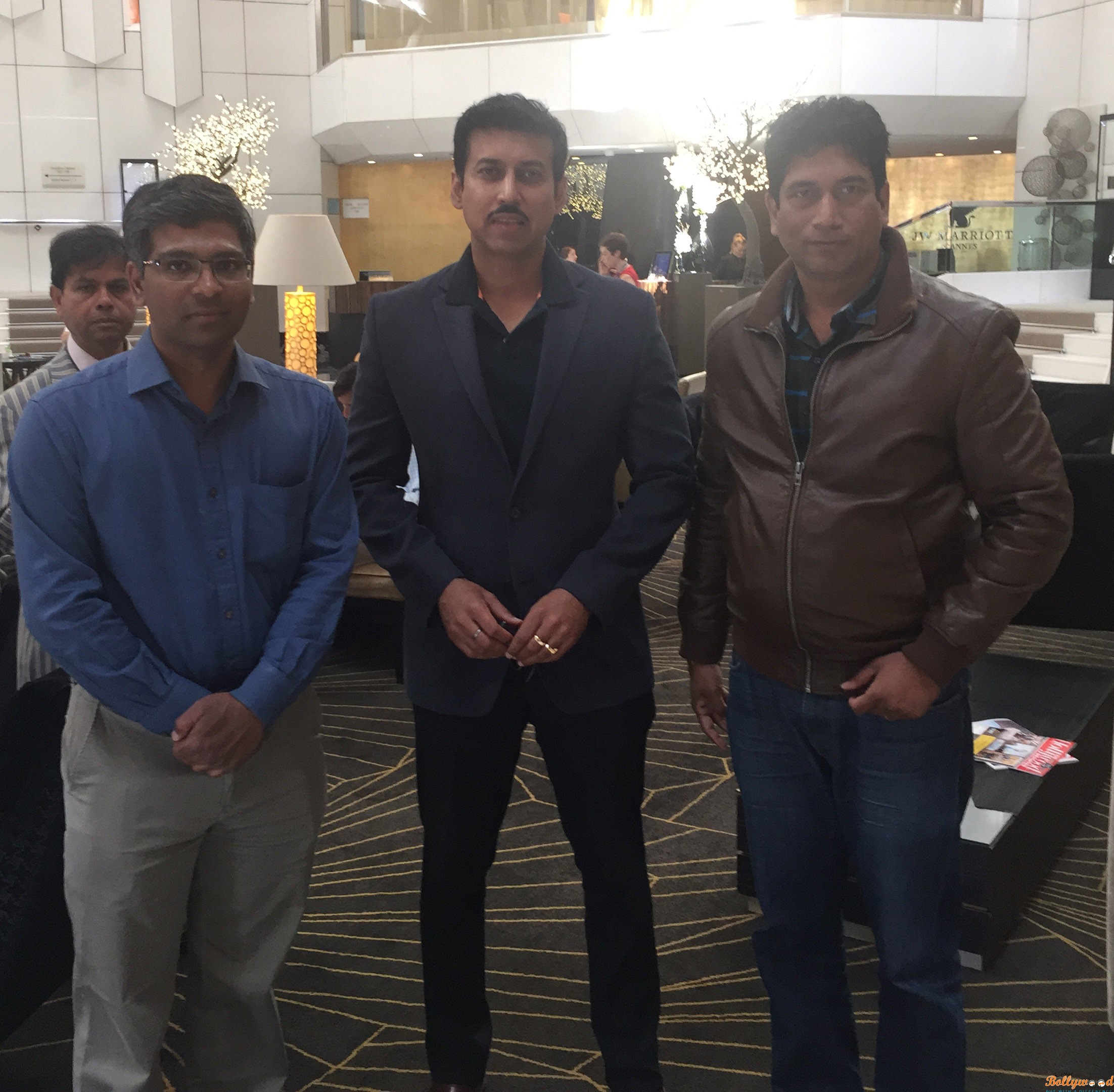Lavanya Kumar First Secretary Cultural, Paris, Minister of State for Information and Broadcasting Col Rajyavardhan Singh Rathore With Satish Reddy