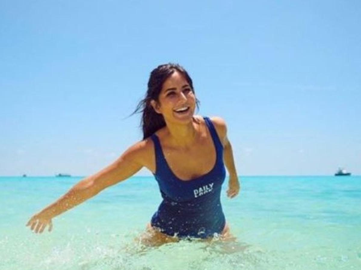 Katrina Kaif blue monokini in Mexico waters