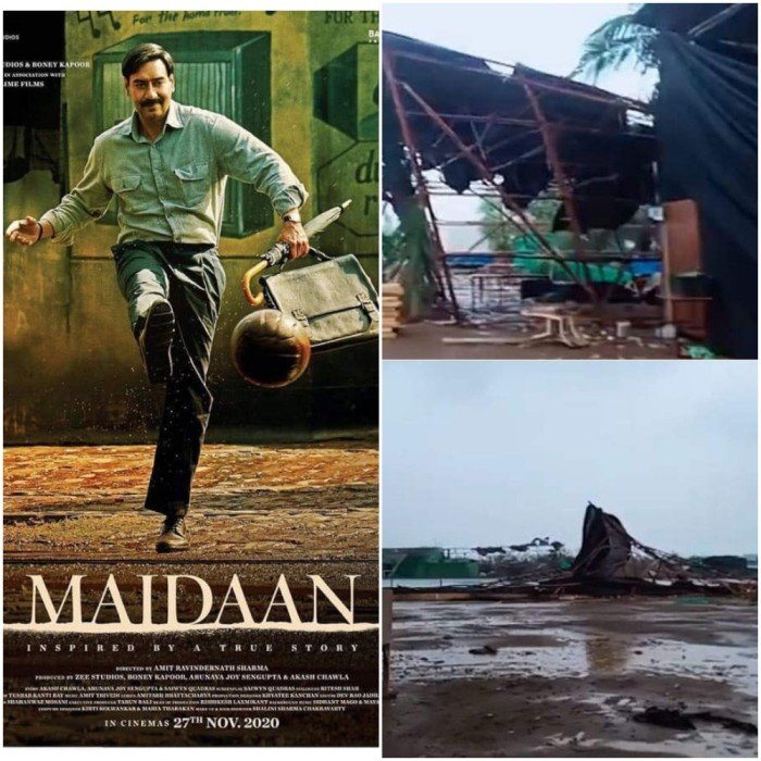 Ajay Devgan Maidaan set damage