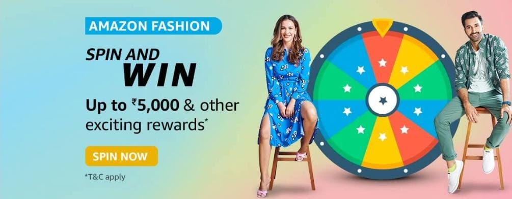 Amazon Fashion Spin and Win Upto 5000 Rs,