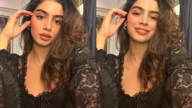 Khushi Kapoor looks stunning in a black lace dress ss