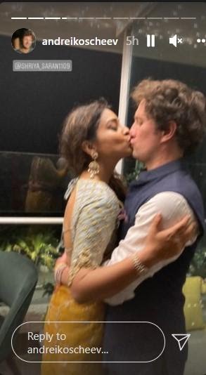 Shriya Saran seals a kiss 