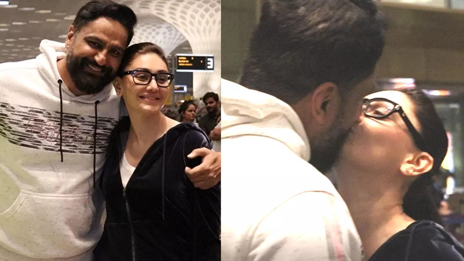 Shefali Jariwala and parag tyagi kiss on airport