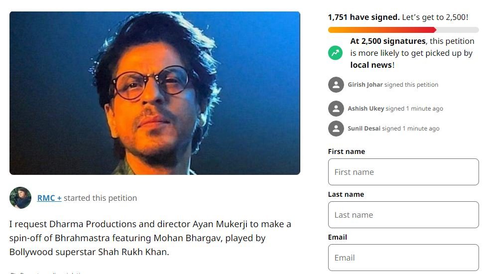 SRK spin-off petition received huge support from fans