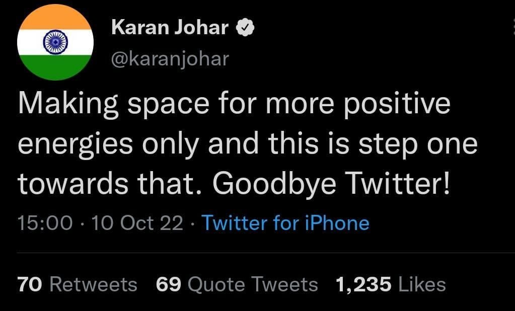 Karan Johar Tweet