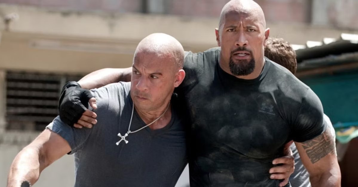 Dwayne Johnson and Vin Diesel in Fast Furious